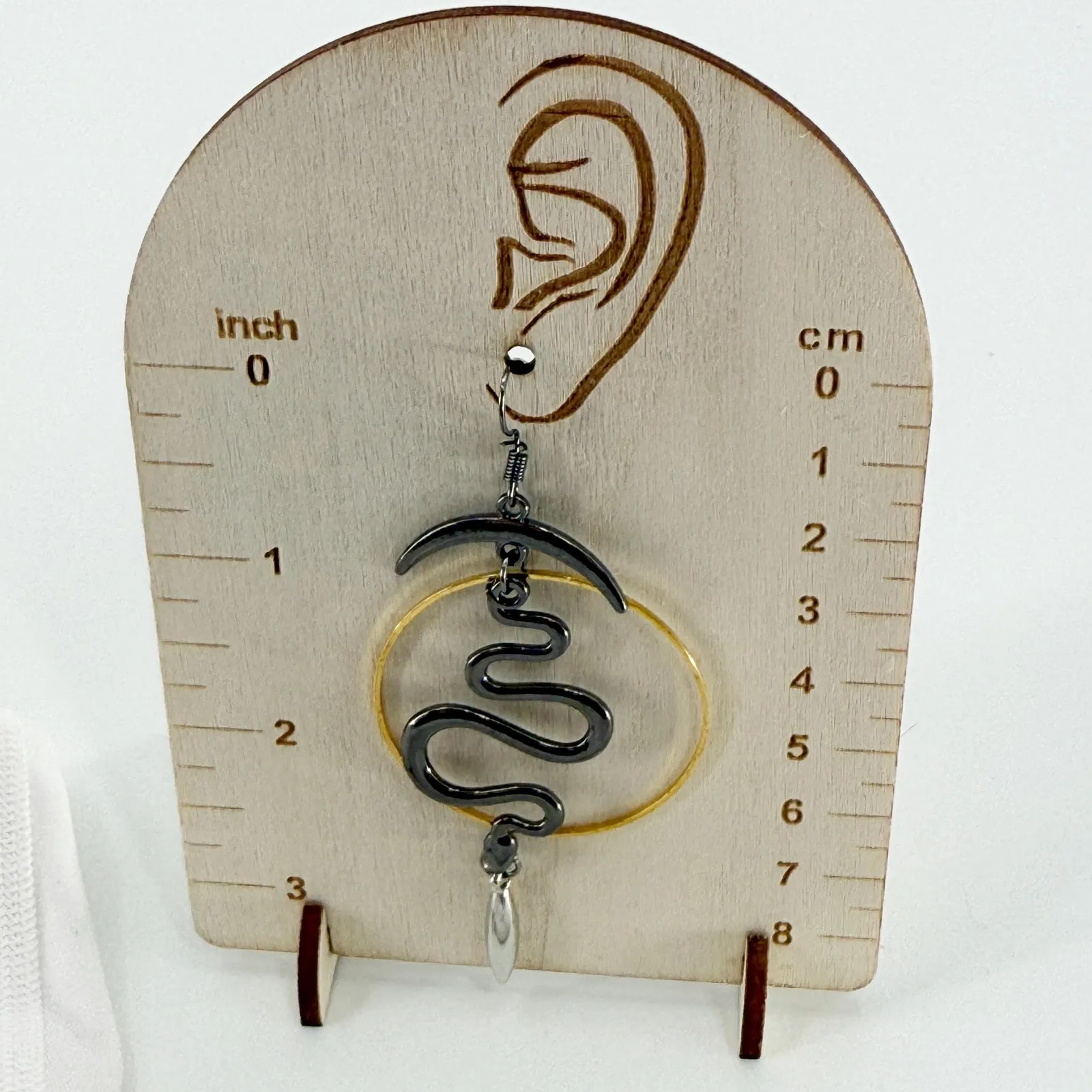 Celestial Snake Drop Earrings, Witchy Earrings, Gift for Her Silver - Image 4