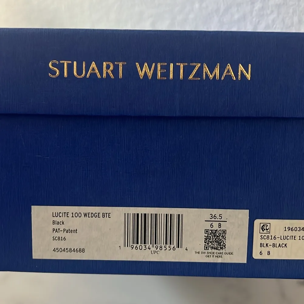 Stuart Weitzman Lucite 100 Wedge Heel Boots in Black, Size EU36.5 US6 New in Box - Image 15