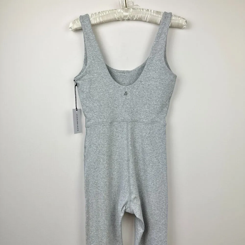WeWoreWhat Henley Flare Leg Jumpsuit Gray Stretch Cotton Athleisure Small NWT - Image 9