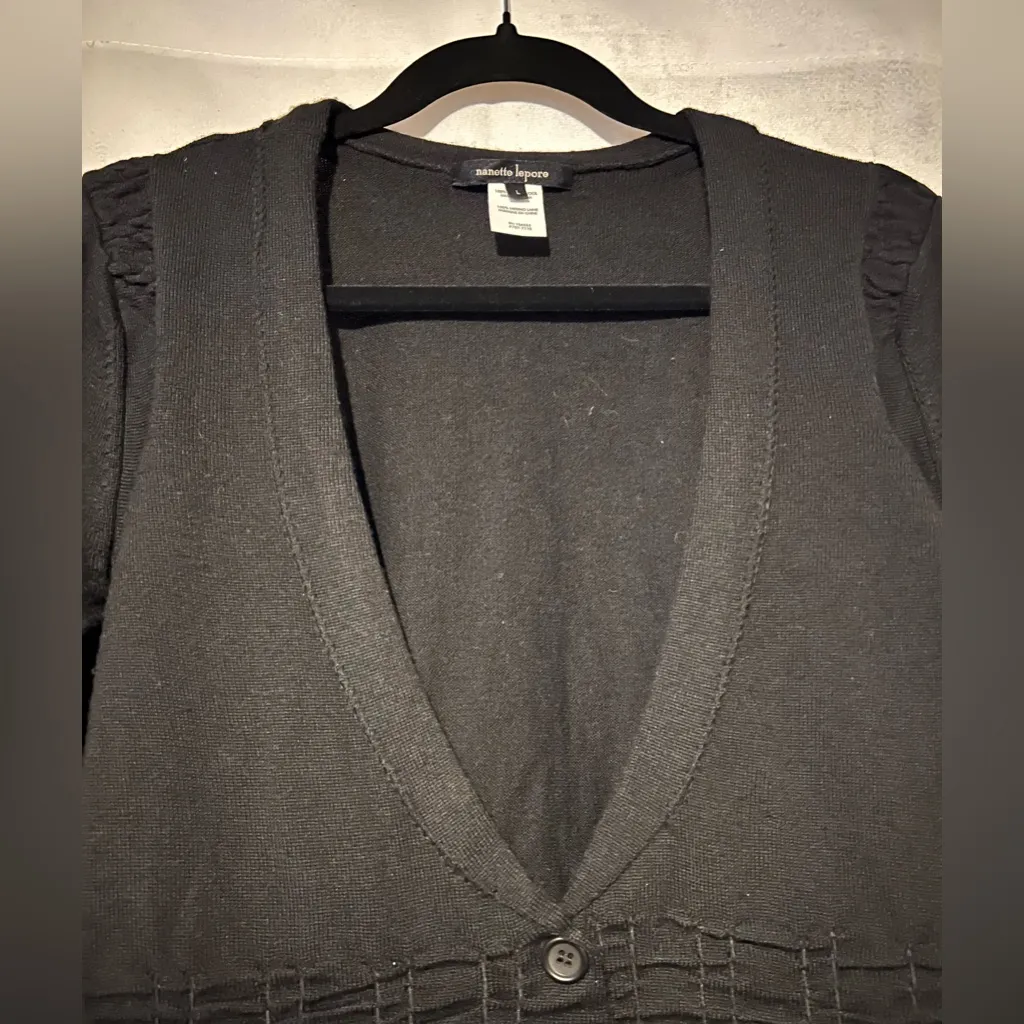 Nanette Lepore 100% Merino Wool Button Front Cardigan‎ Size Large EUC - Image 4