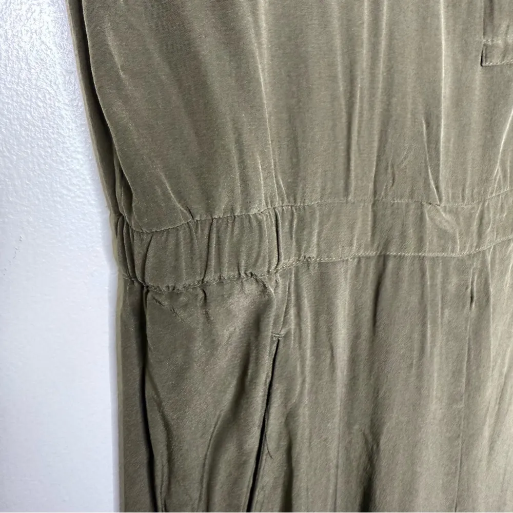 Vince Green Silk Women's Jumpsuit Short Sleeve Zipper Front Size 4 - Image 5