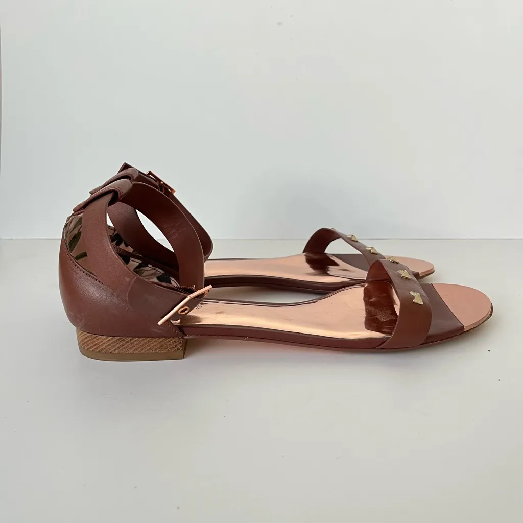 Ted Baker Ovey Leather Rivet Sandals Tan Brown Size EU 42 - Image 3