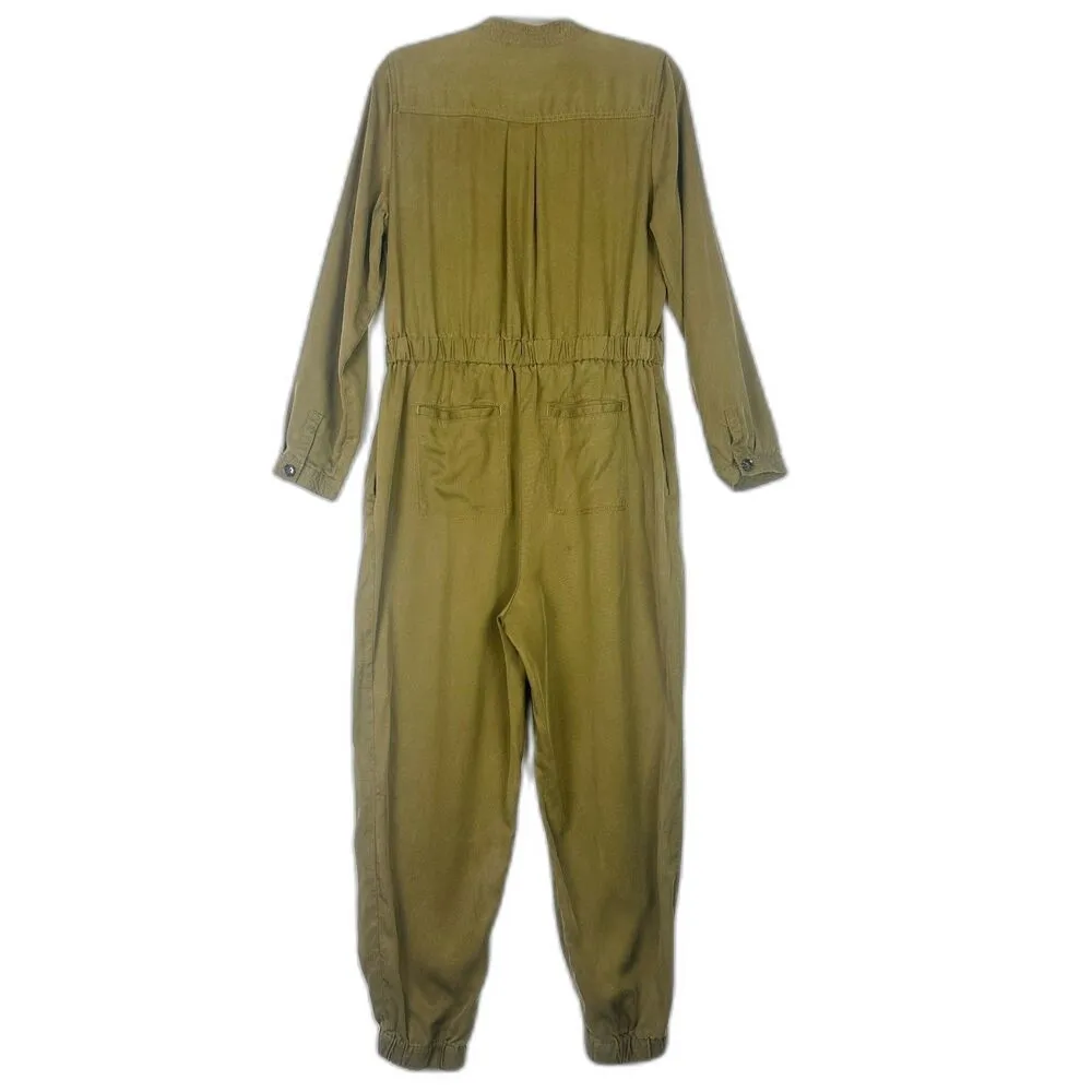Tencel Flight Jumpsuit Size 12 Cindered Olive Green Utility - Image 4