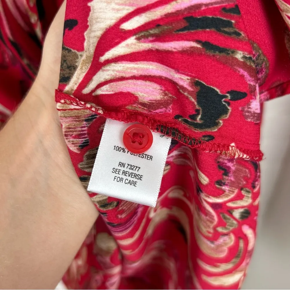 Dana Buchman Red Multi Patterned Colorful Blouse Top Sizd XL - Image 8