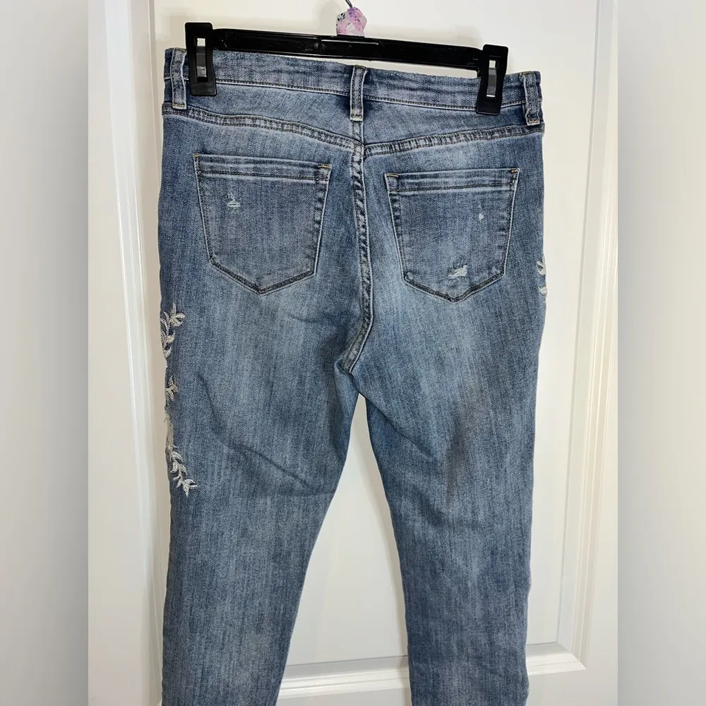 Coco + Carmen Embroidery Jeans Denim Floral Embroidery Tassel Trim End Caps S/M - Image 6