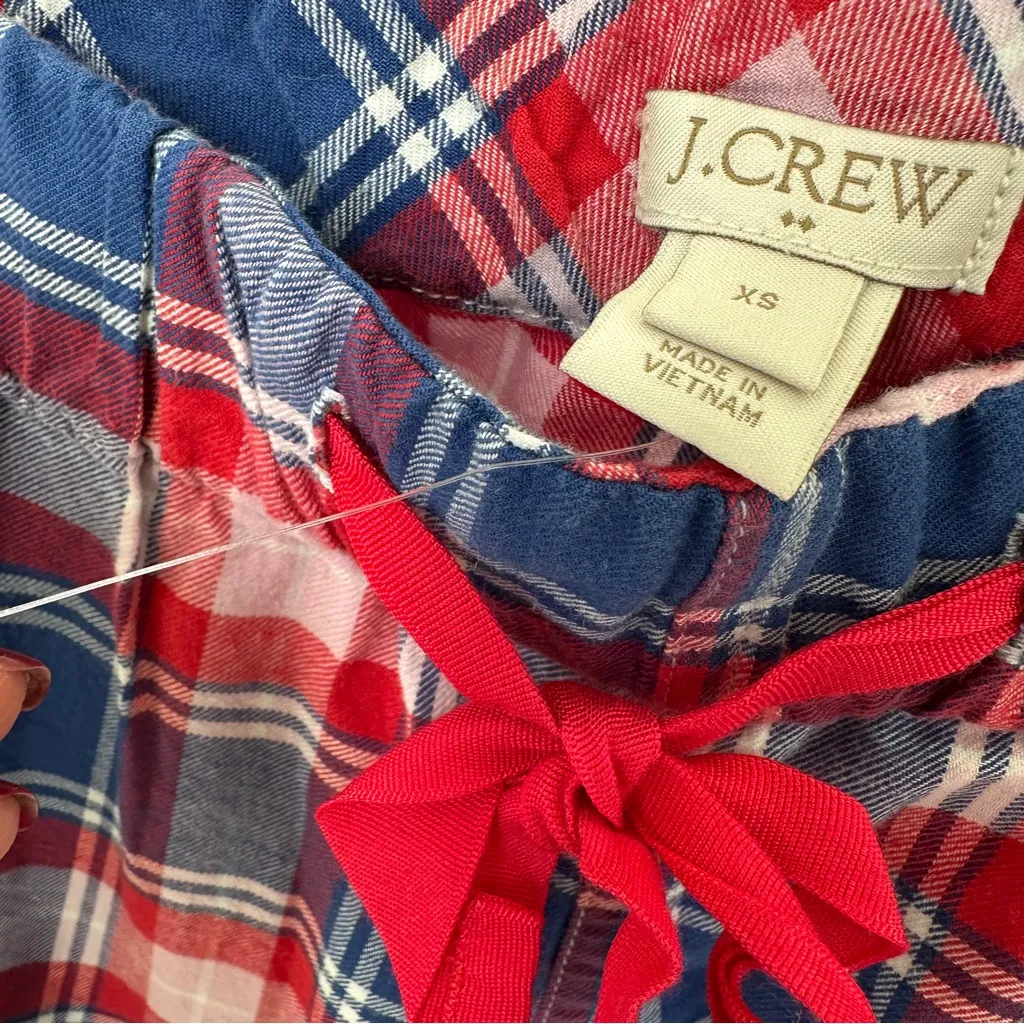 J. Crew Red, Blue and Pink Plaid Cotton Flannel Pajama Pants Size XS - Image 7