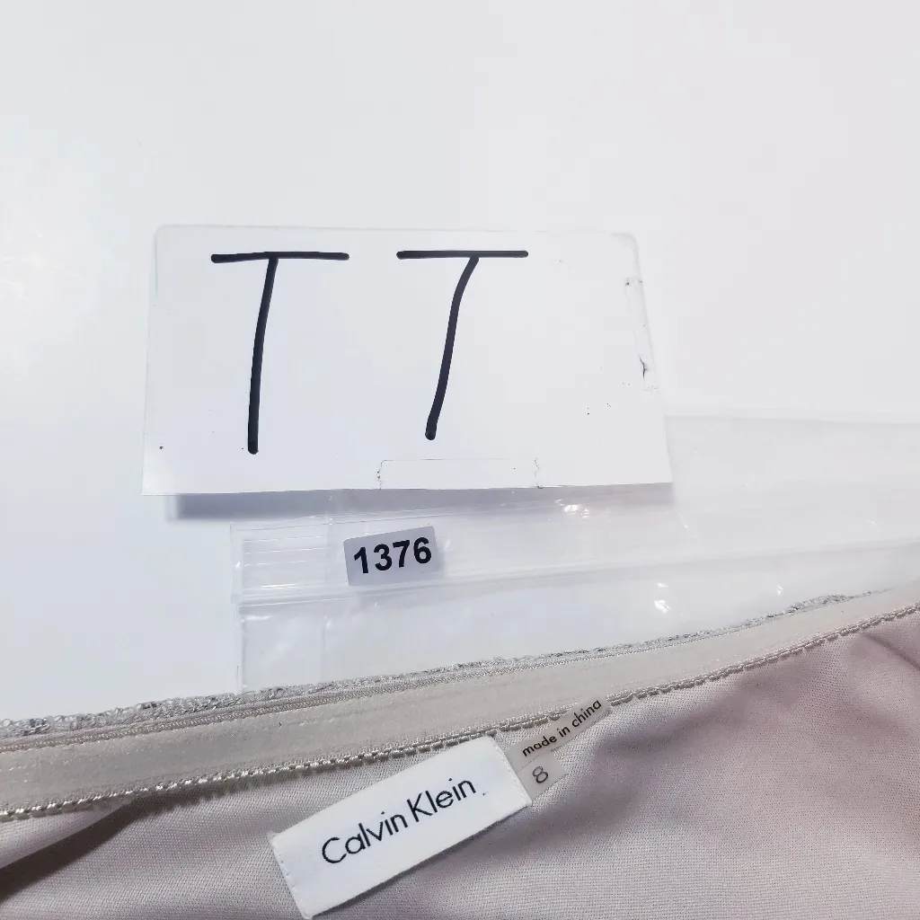 Calvin Klein Rhinestone One Shoulder Shimmer Lace Dress evening Gown - Image 10