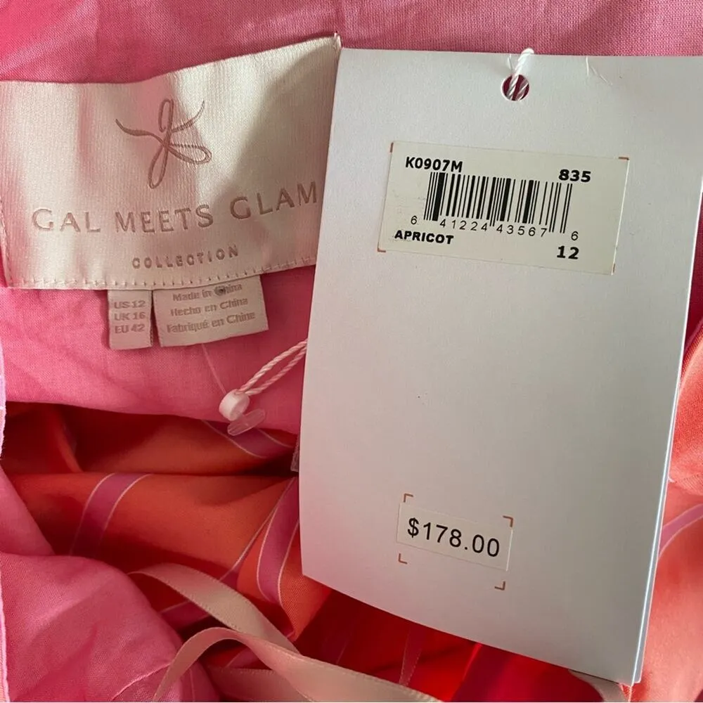 Gal Meets Glam Ariel Stripe Belted Dress NWTs Apricot Orange Pink size 12 - Image 10