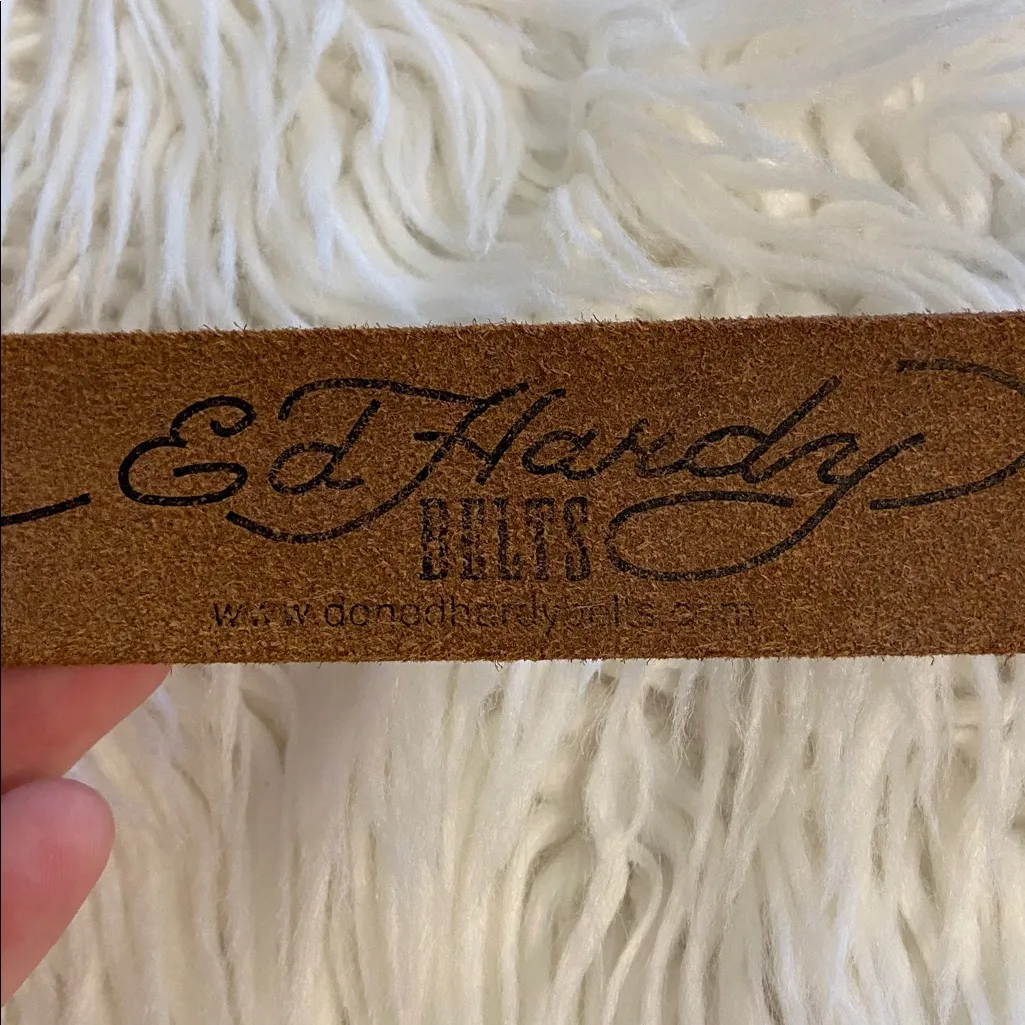 Ed Hardy White Leather Belt with Tattoo Design brand new size L - Image 11