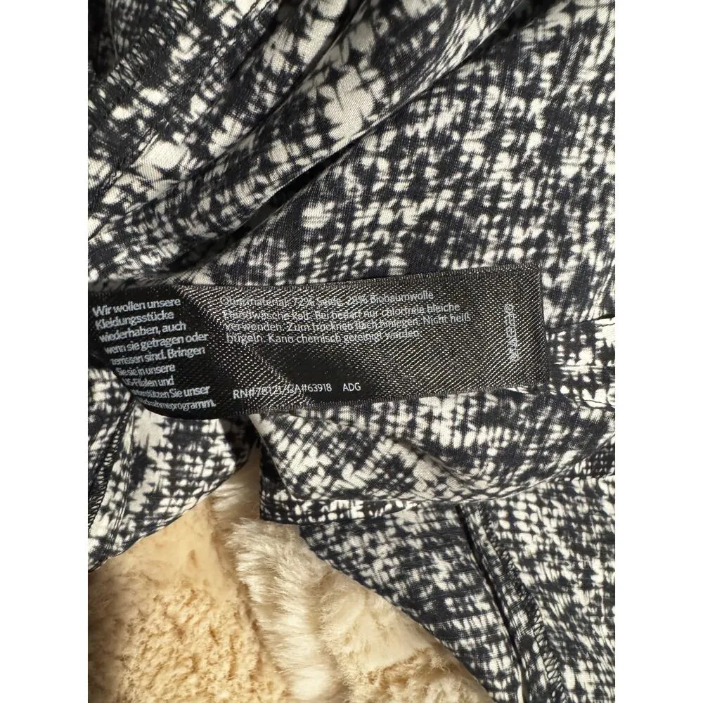 EILEEN FISHER Black Prism Print Boxy Funnel Neck Top –Size M – Silk Cotton Blend - Image 8