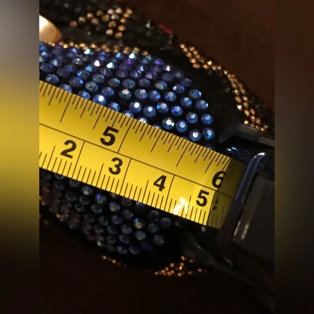 MASCOTTE Linda Platform Beaded 6” Heels Sz. 7 Blue, Pink, Black & Gold - Image 9