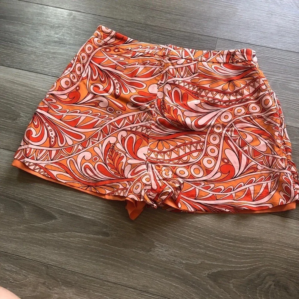 EXPRESS  Super High Waisted Orange Printed Mini Skort Size 12 - Image 12