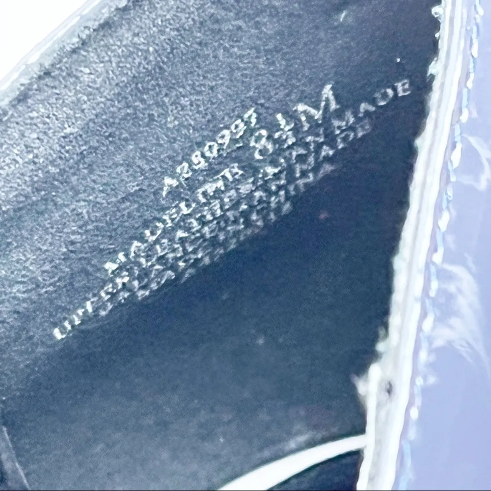 LOGO Lori Goldstein Madeline Blue Gray Leather Faux Snake Print Slip On Loafers - Image 3