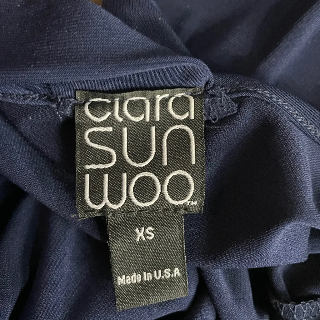 Clara Sun Woo Navy Crepe Open Back Short Sleeve Stretch Travel Jumpsuit - Image 12