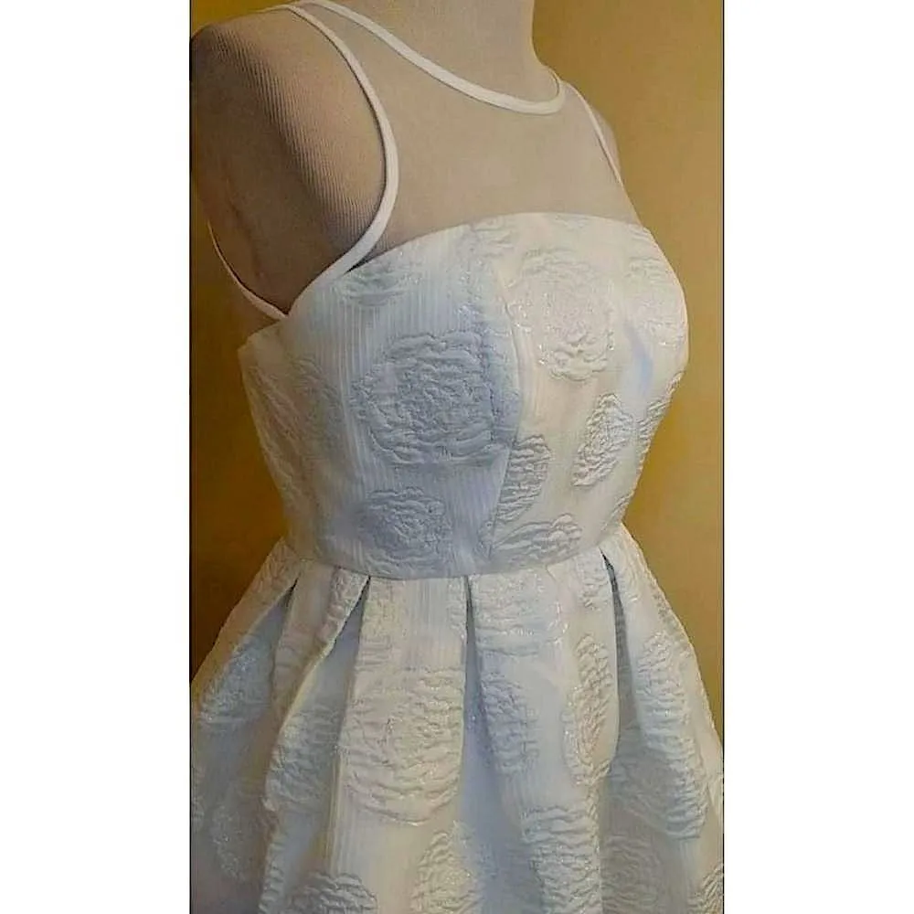 White & Silver Rose Jacquard Wedding Gown Maxi Dress by Minuet from Modcloth NEW - Image 3