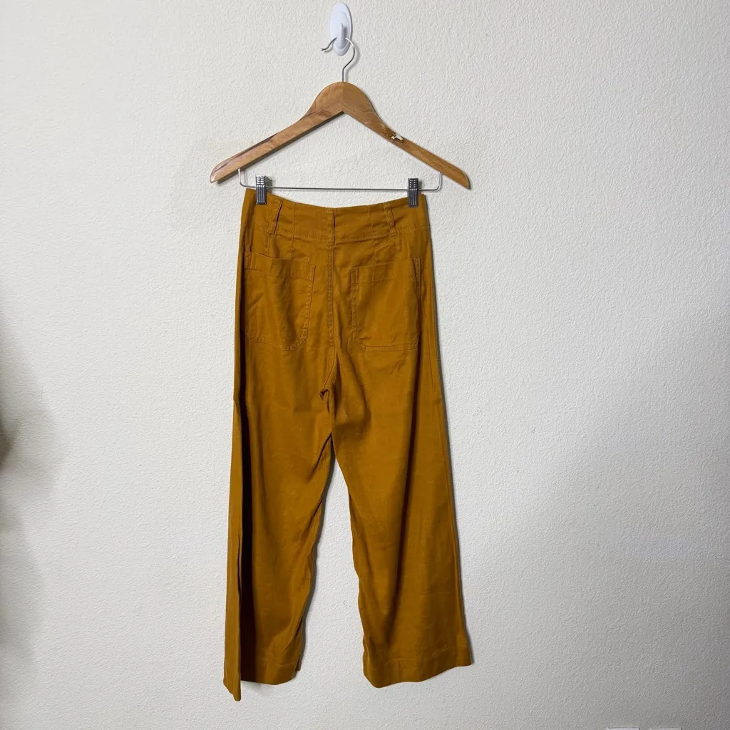 Anthropologie Maeve The Colette Cropped Wide Leg Pants Gold Tan Womens Size 25 - Image 6