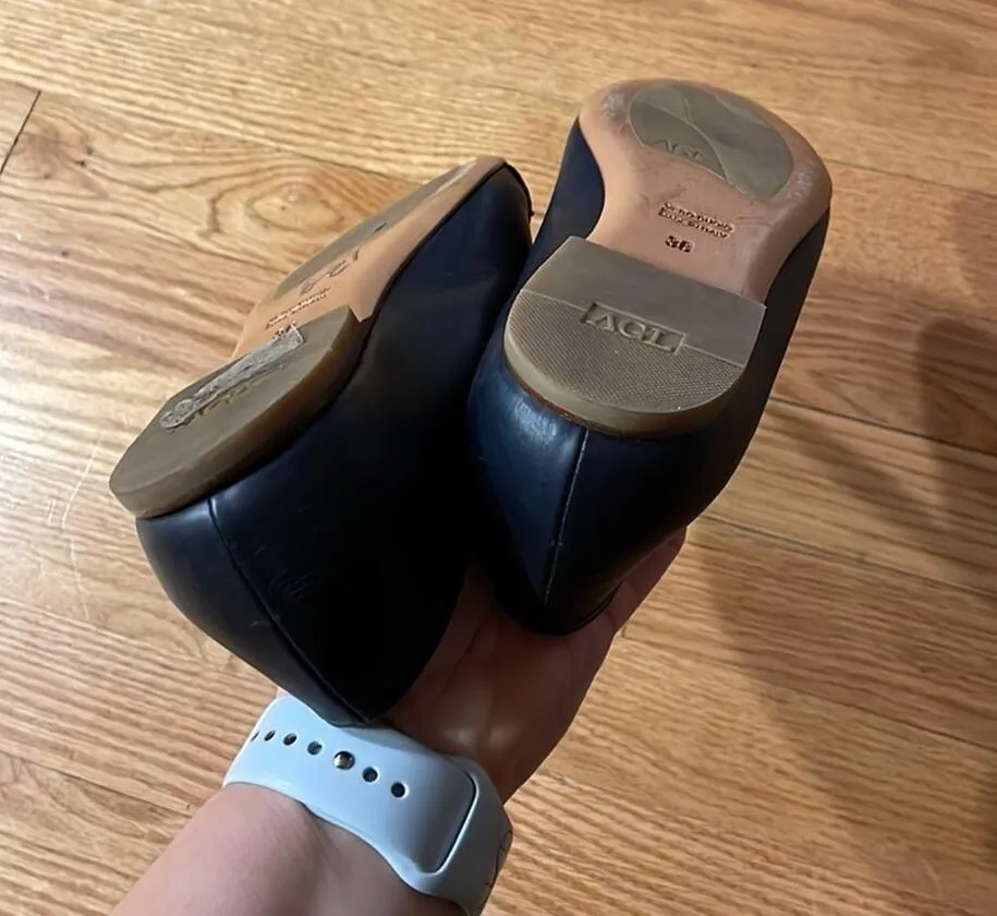 AGL attilio giusti leombruni Navy leather captoe ballet flat Italian 36 US 6 Blue - Image 7