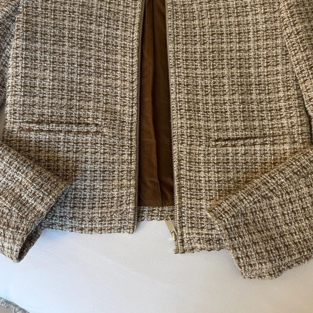 Mango Tweed Brown & Cream Jacket - Image 3