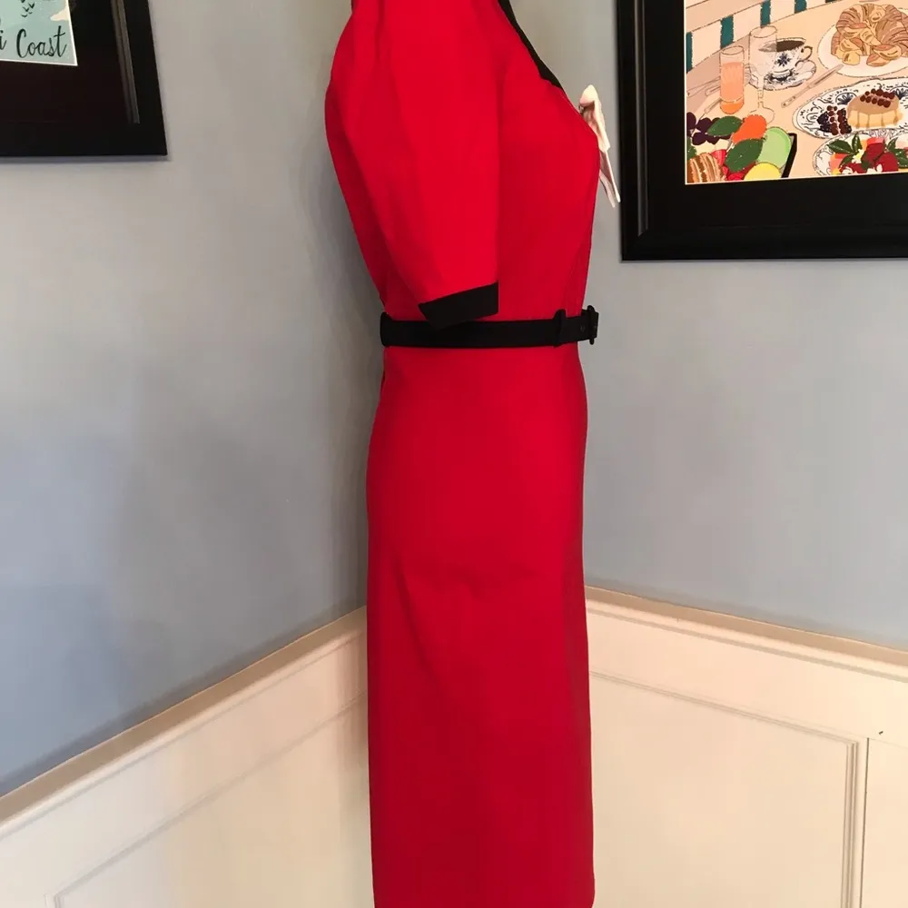 Collectif Pinup Retro Vintage Style Sadie 50s Pencil Dress Sz UK 12 US 8 Red - Image 4
