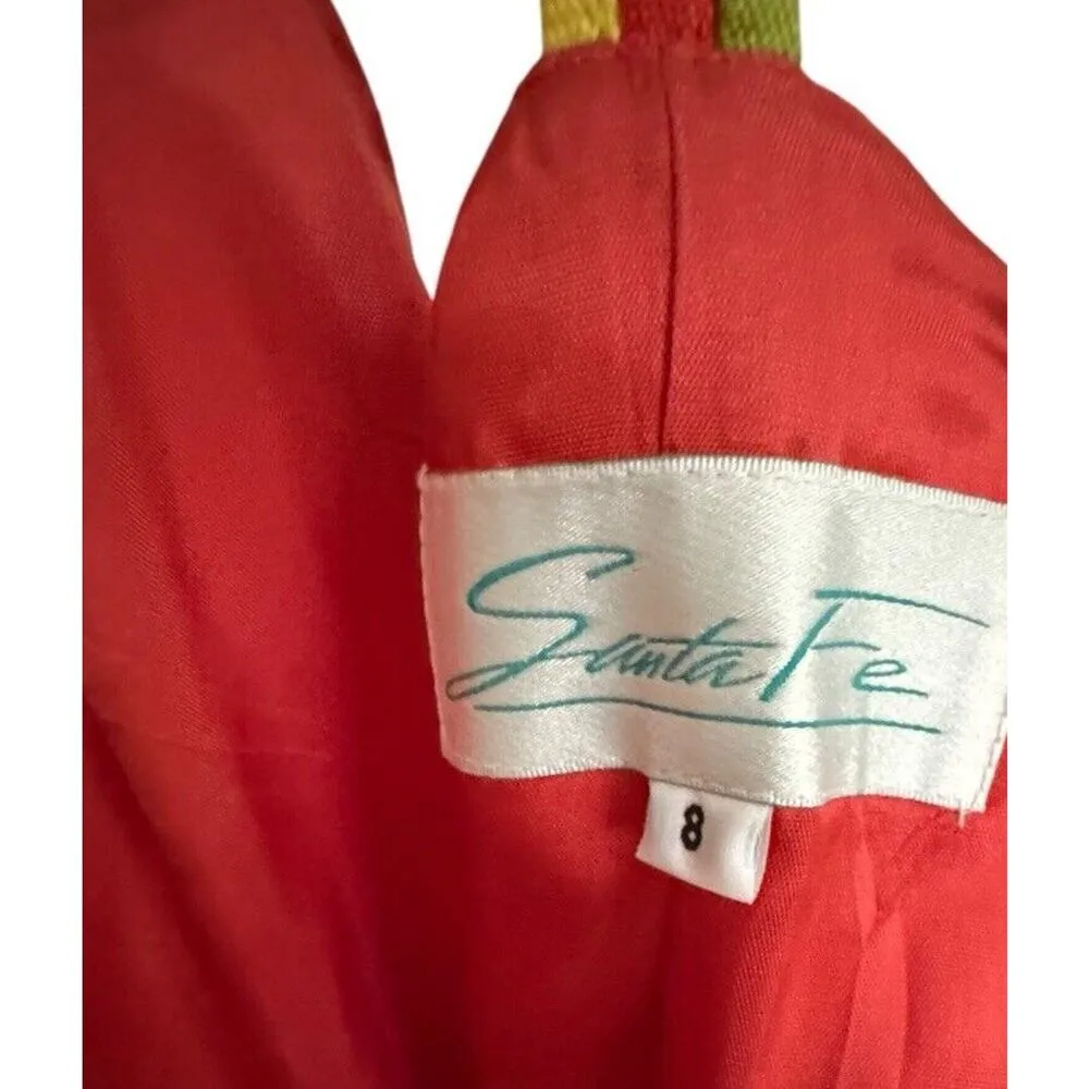 VTG Spaghetti Strap Dress Size 8 Santa Fe Boho 100% Linen NWT Bohemian Party Orange - Image 5