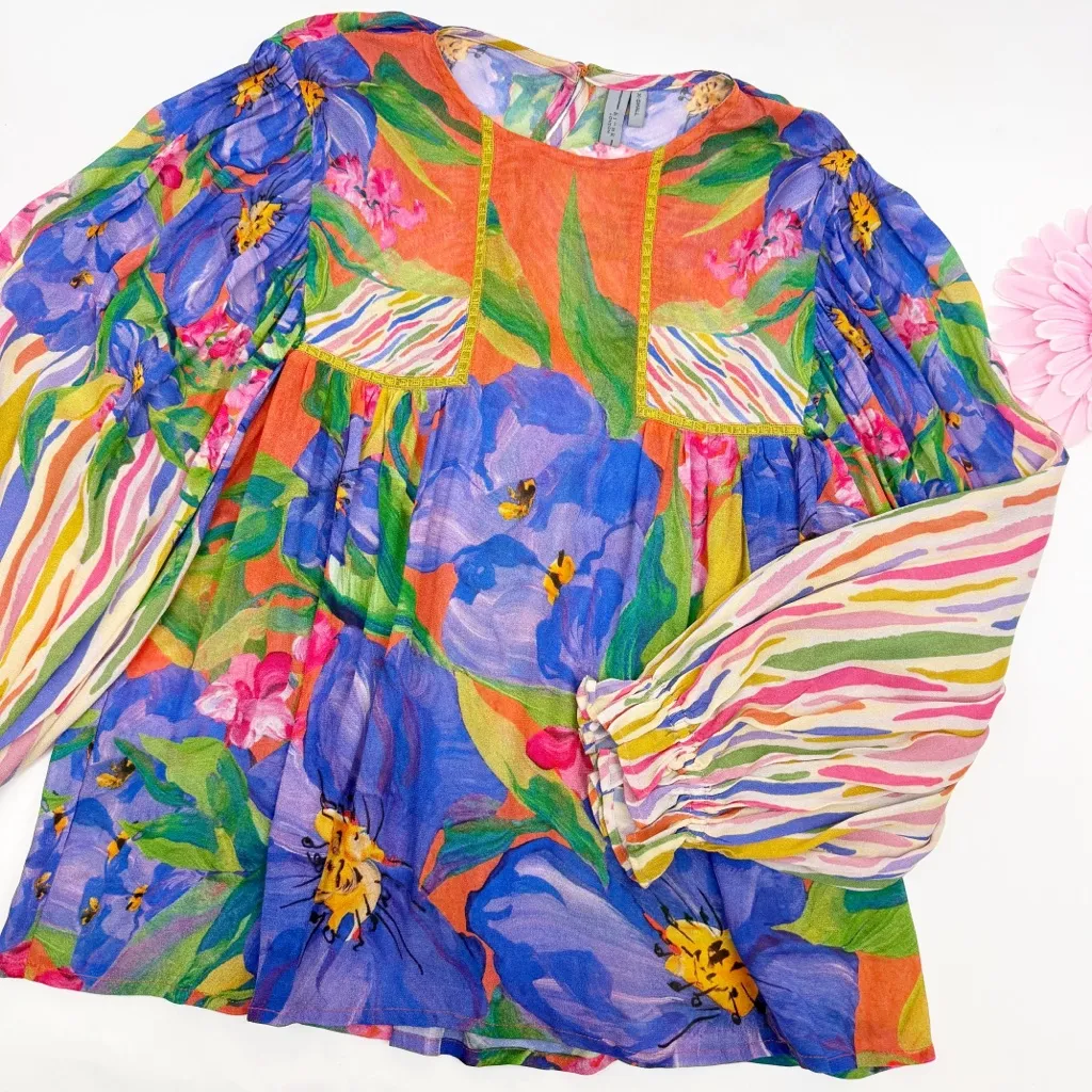 Bl^nk London X Anthropologie Miranda Peasant Balloon Sleeve Blouse Top Floral - Image 10