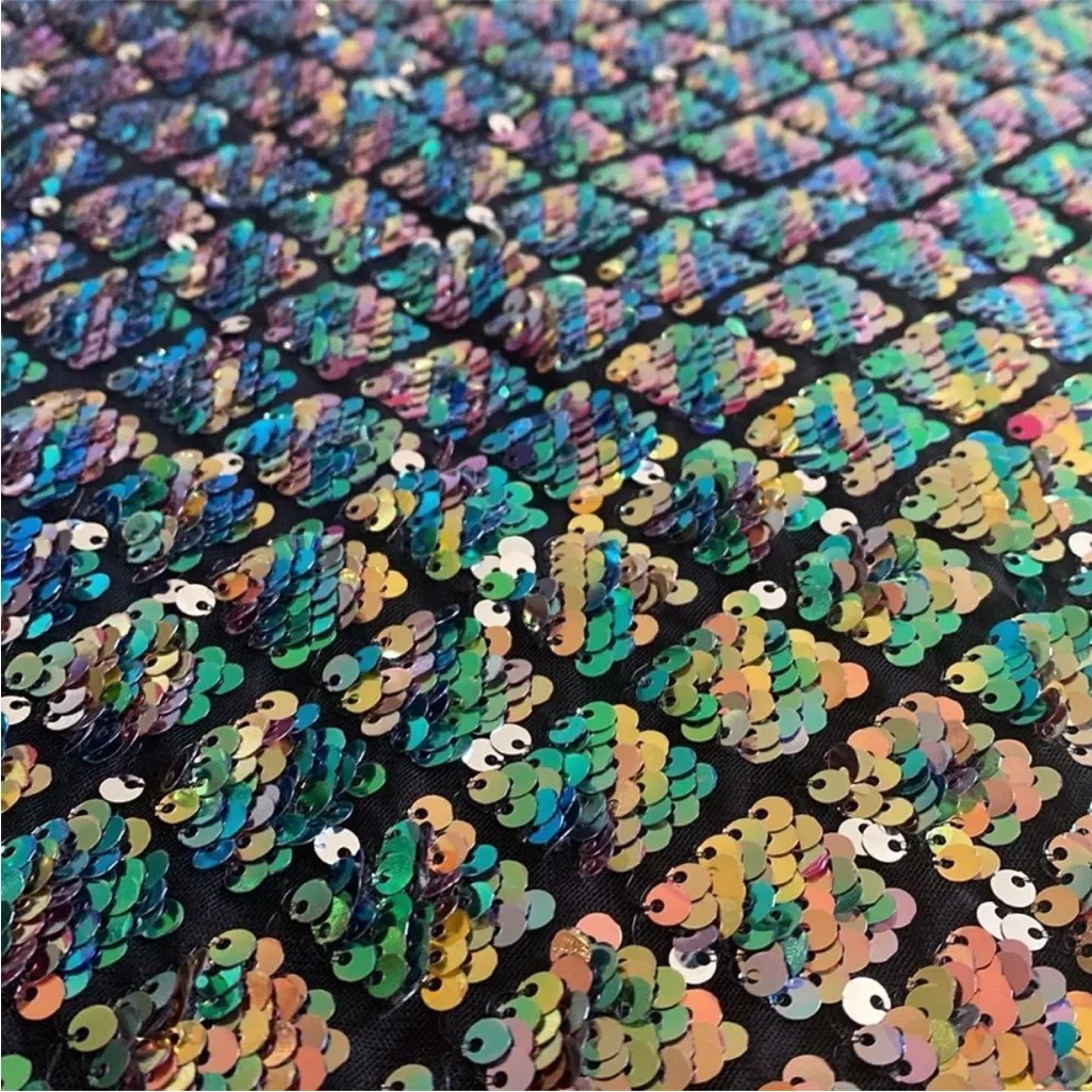 Topshop Mermaid Sequin Mini Dress Iridescent Metallic Shiny Gold Rainbow Sz 8 - Image 6