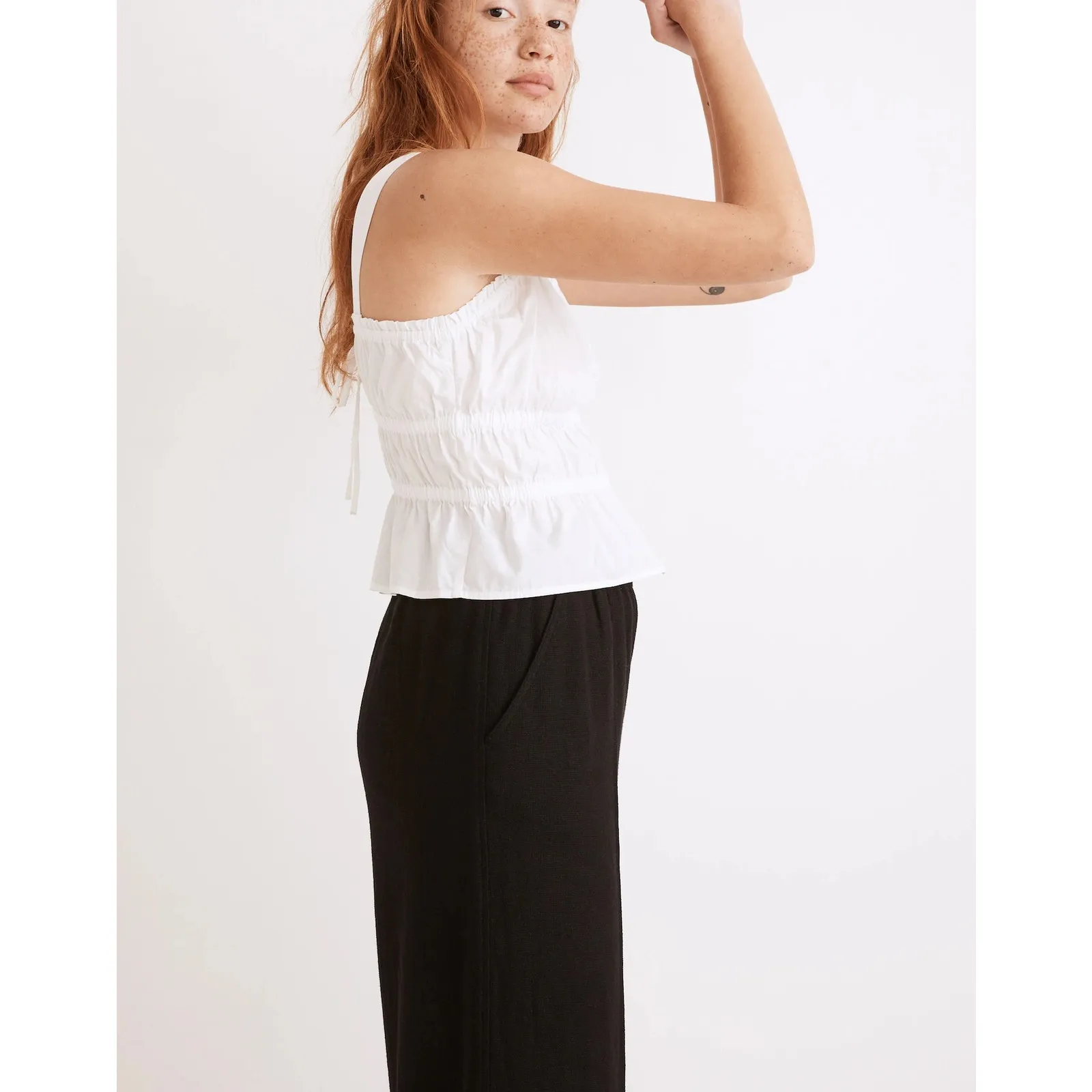 Madewell Poplin Sophia Peplum Tank Women's Blouse Top Shirt White Peasant M - Image 3