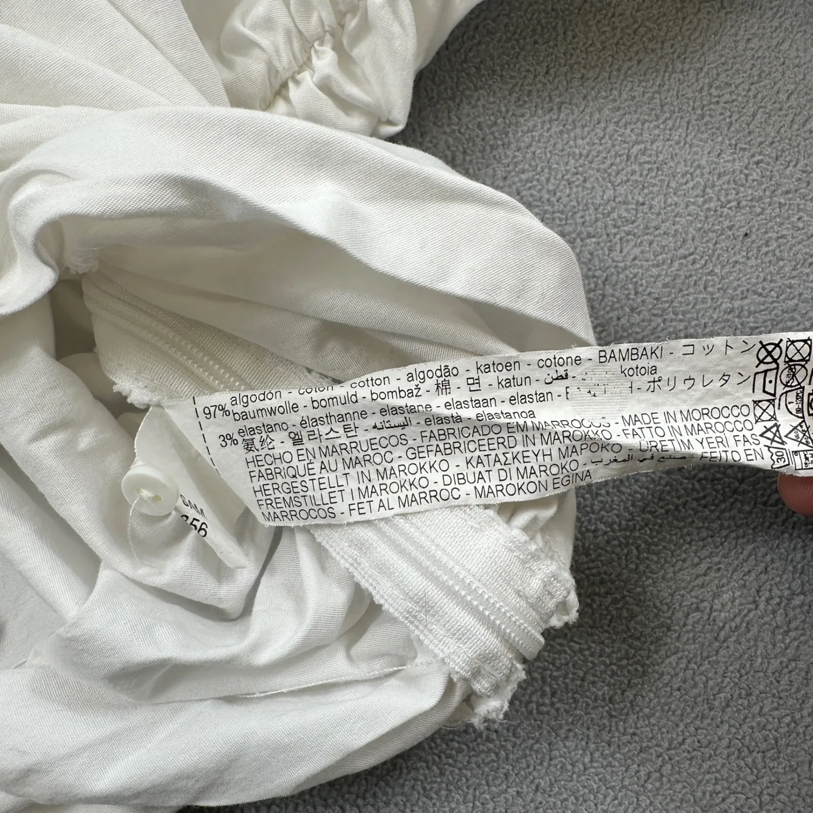 Zara Womens Ruched Top S White Long Sleeve V-Neck Blouse Side Zipper Ruching - Image 6