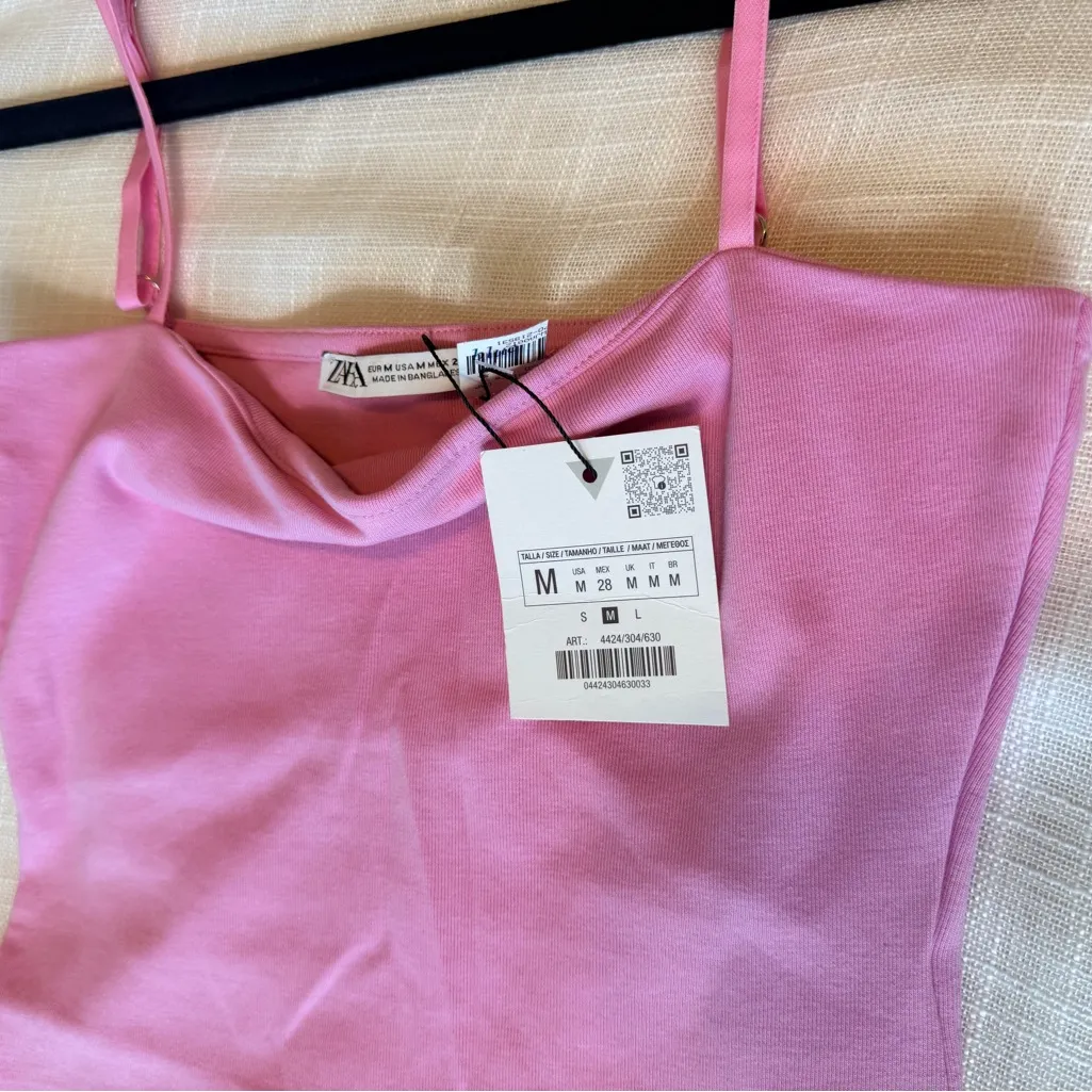 ZARA NWT Fitted Stretch Mini Dress in Bubblegum Pink Size Medium - Image 8