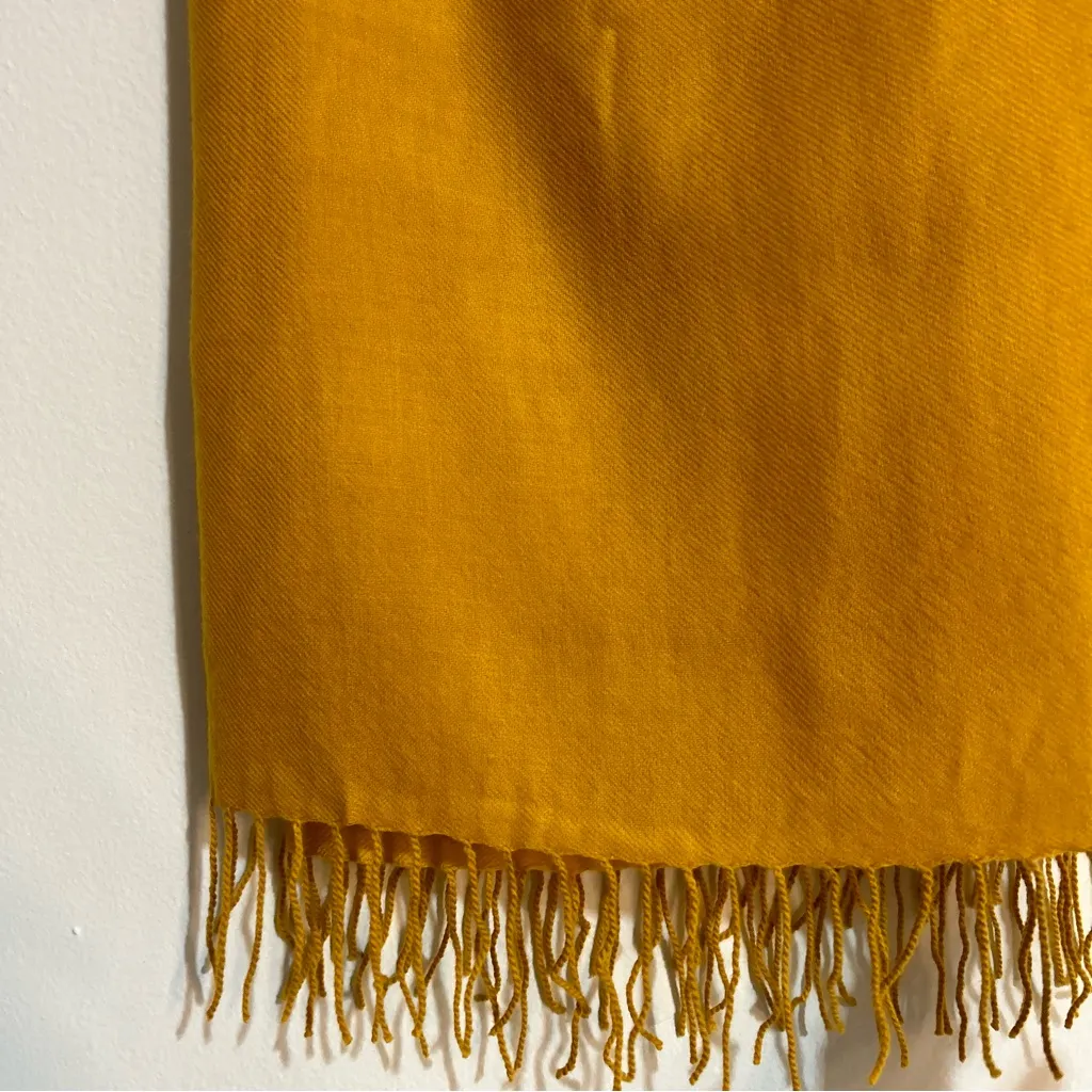 Nordstrom Tissue Weight Wool Cashmere Yellow Rectangle Scarf - Image 4