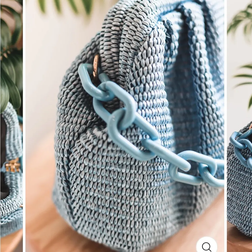 Urban Expression NEW Boutique Urban Expressions Blue Woven Clamshell Bag - Image 2