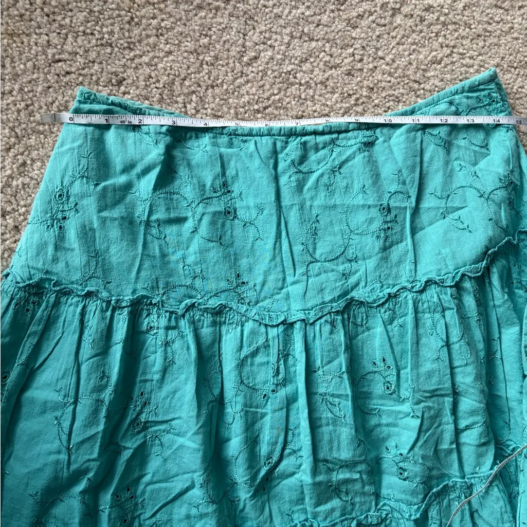Xhilaration 2000s Teal Tiered Boho Mini Skirt Cotton Cottagecore Y2K Small 28 - Image 10