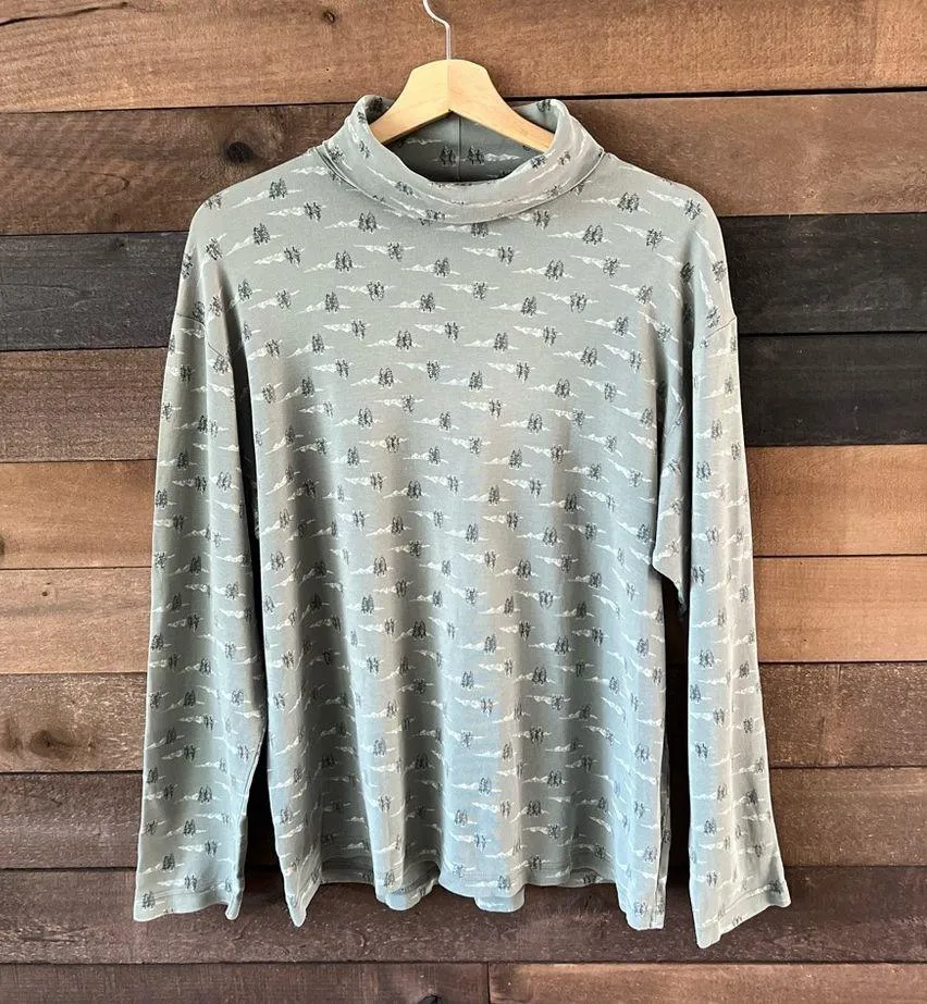 Green 90s Style Turtle Neck Mountains & Trees Long Sleeve Top Size undefined - Image 15