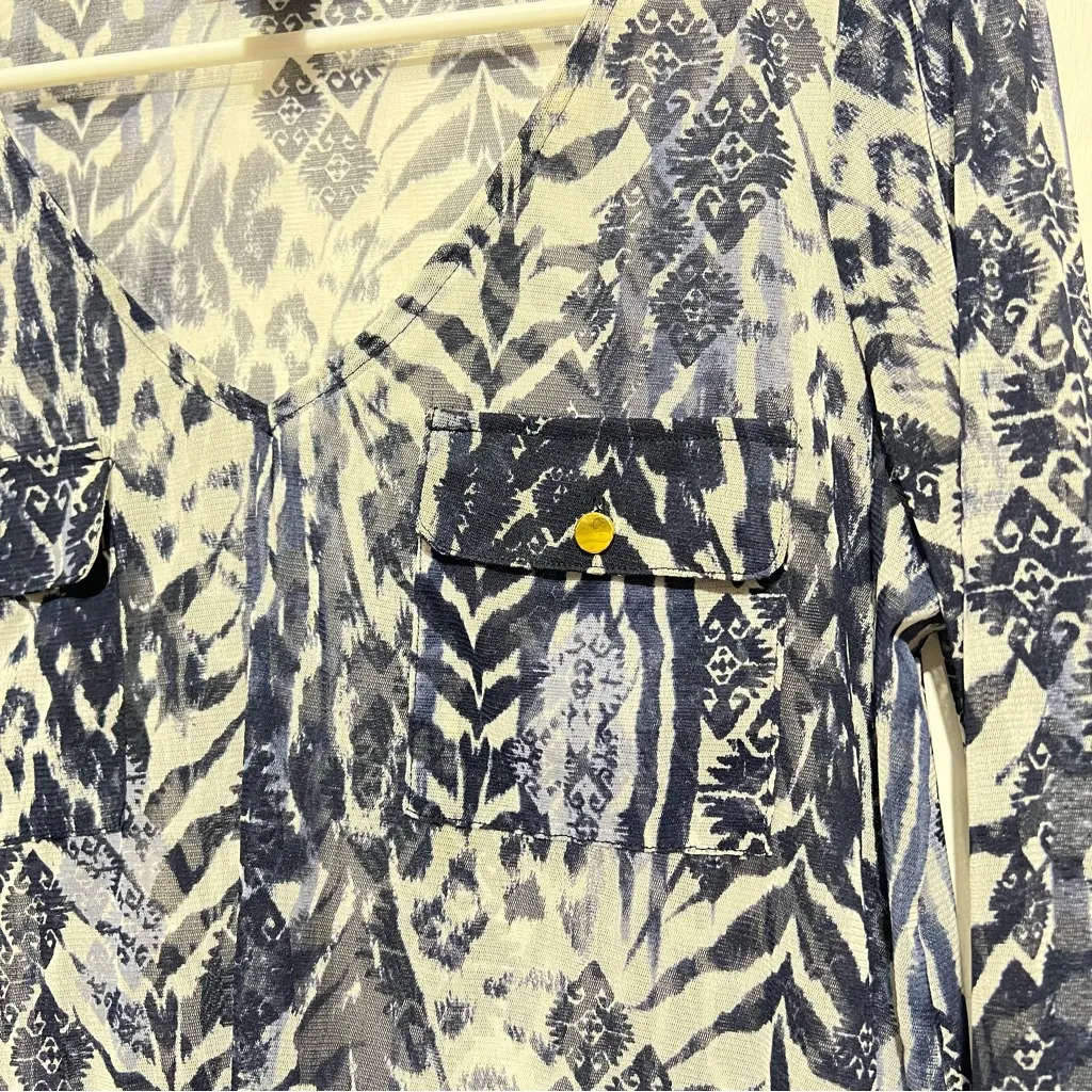 Inc international nylon bohemian top #Box U: Blue Size M - Image 2