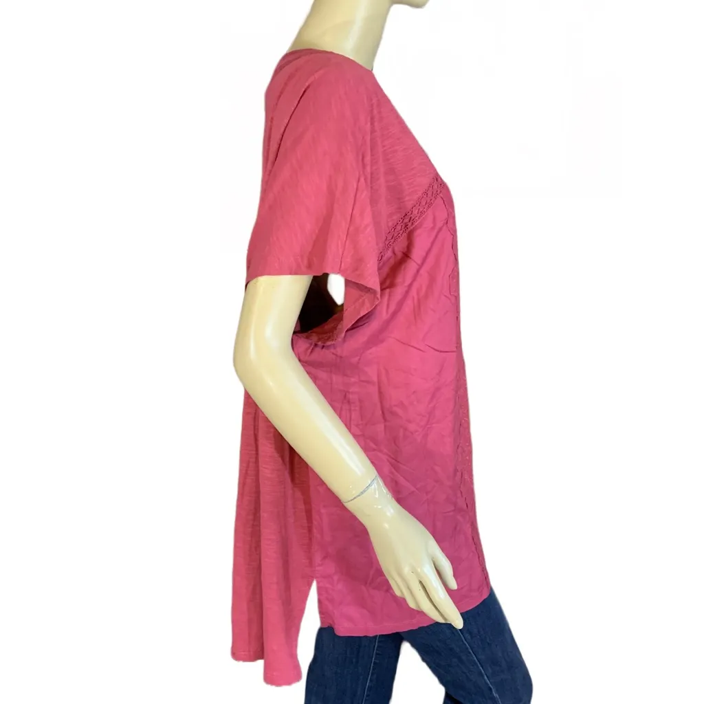 GLORIA VANDERBILT MAUVE PINK TUNIC WITH EMBROIDERY AND LATTICE TRIM (XXL) - Image 3