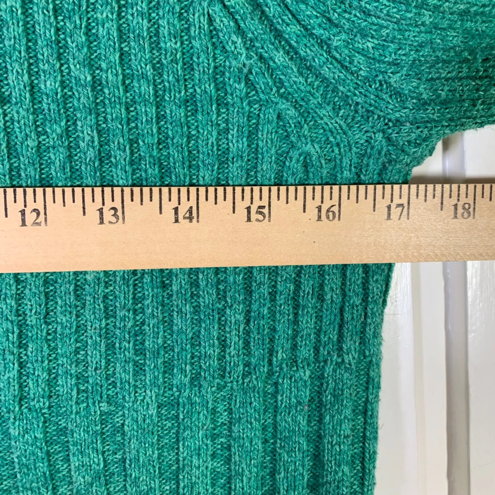 Sundance Ribbed Knit Sweater Green Blue Raglan Sleeve Crew Neck Women's M Boho - Image 4