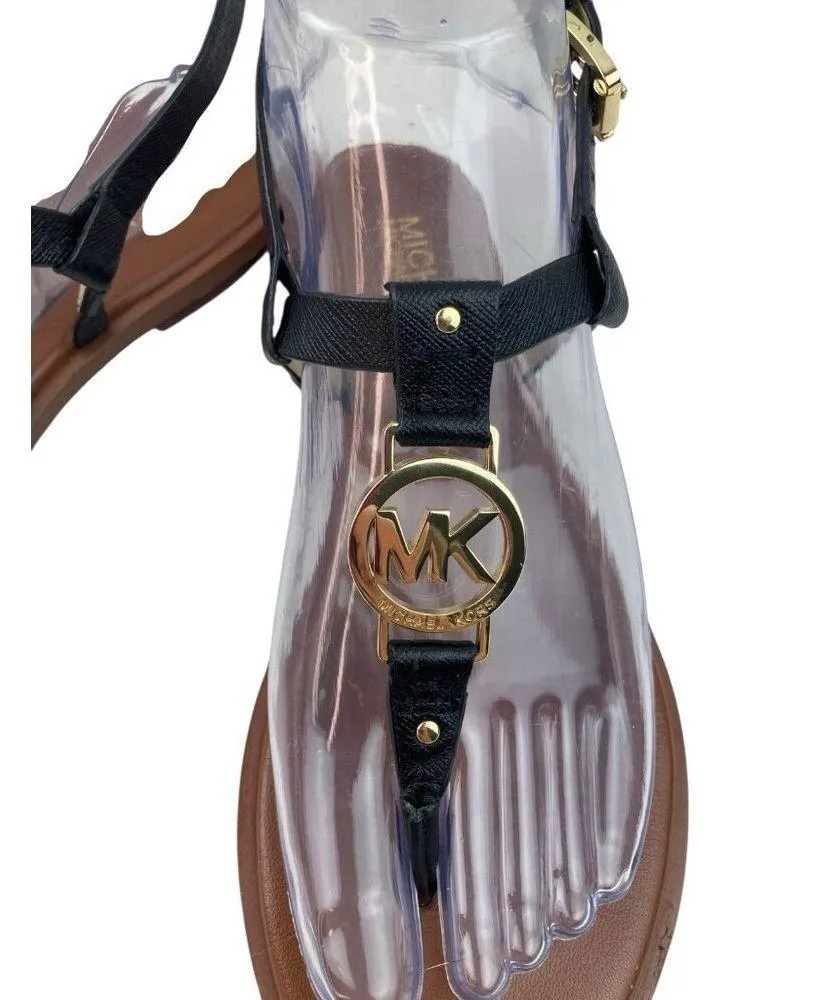 *Michael Michael Kors Flip Flop Sandals Womens 6M Black Leather Designer Logo - Image 10