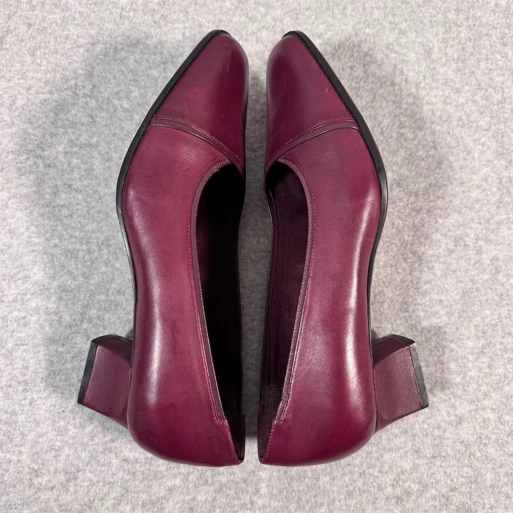 Worthington Women's Burgundy Leather Block Heel Pumps Size 8 Workwear - Image 9