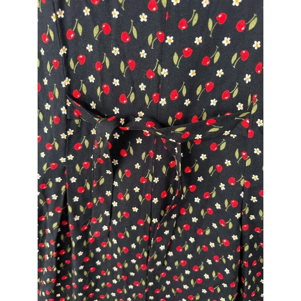 Vintage Ms Choice Womens 10 Romper Jumpsuit 90s Floral Black Red Short Sleeve US - Image 5