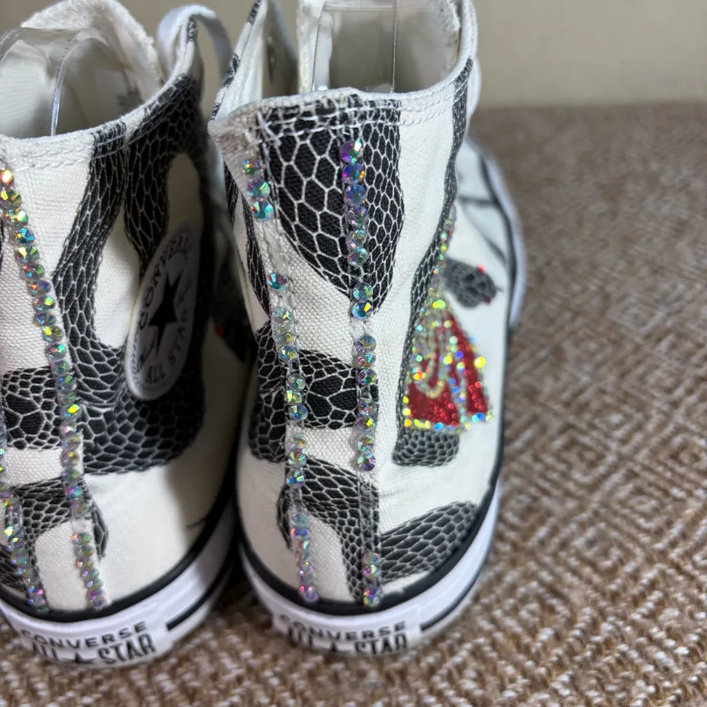 Converse Chuck Taylor All Star High-Top Snake Custom White Black Mens 7.5 W 9.5🐍 - Image 6