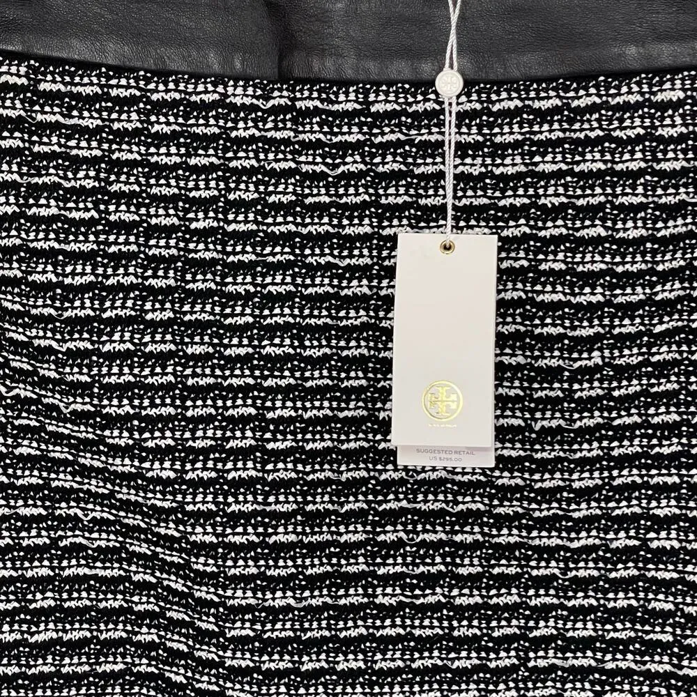 NWT TORY BURCH Women’s Black and White Rafia Woven Pencil Skirt size 6 - Image 3