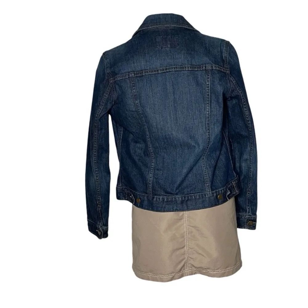 OLD NAVY Blue Denim Jean Jacket Trucker Jacket Pointed Collar Flaps Size Medium - Image 2