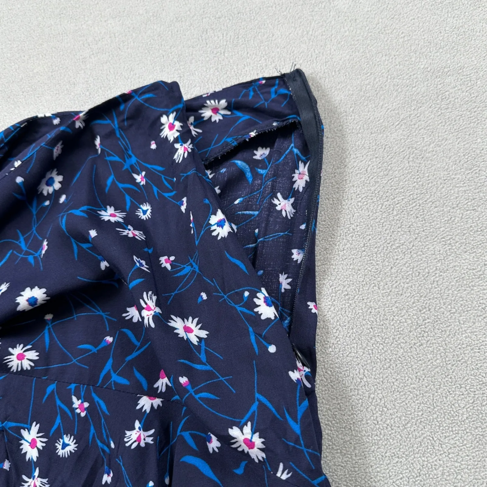 8 Birdies Floral Ruffle Maxi Skirt Womens S Navy Blue Cottagecore Layered Zipper - Image 6