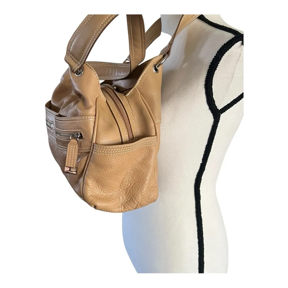 St.Johns Genuine Leather Satchel Double Handle Handbag. Tan - Image 8