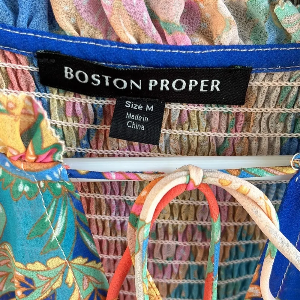 Like New Boston Proper Paisley Patches Peasant Dress Size Medium - Image 4