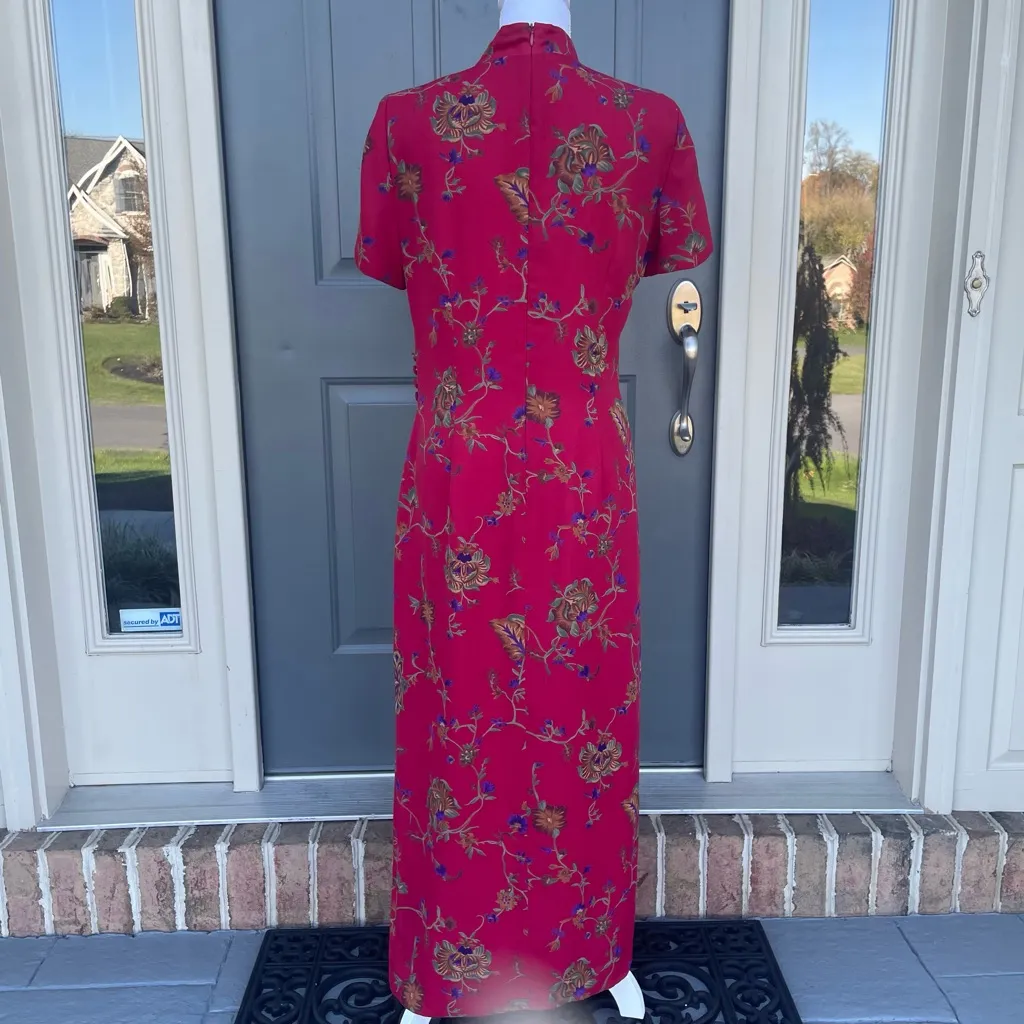 David Warren Vintage 80’s Asian Inspired Red Dress Women’s Size 12 - Image 4