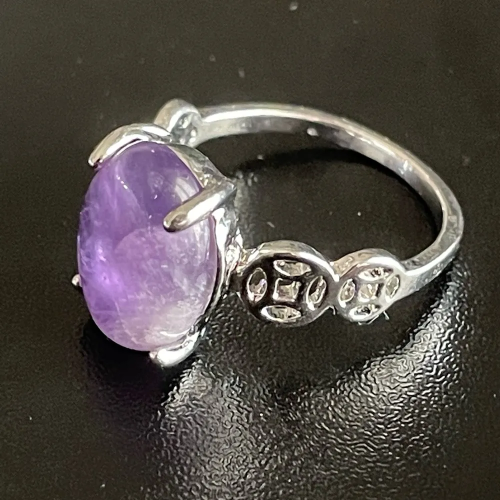 S925 silver purple amethyst woman ring size 9 - Image 3