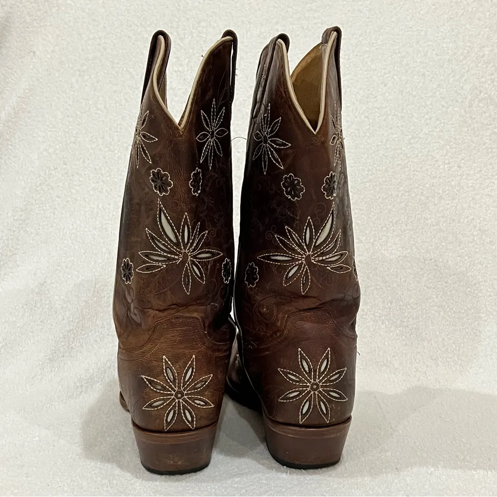 Shyanne Daisy Mae Floral Cut Out Western Cowboy Leather Boots Size 10 - Image 5