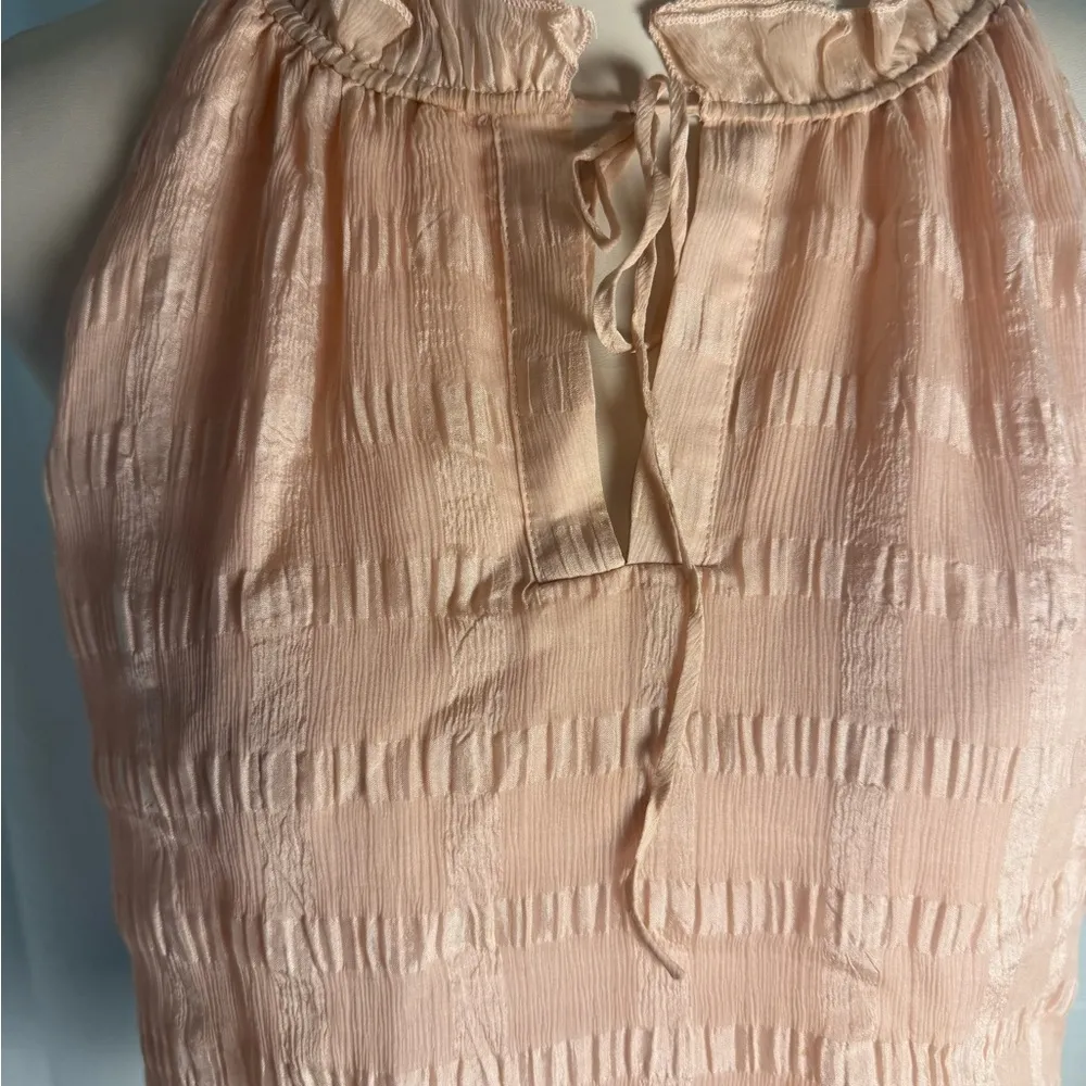 HD in Paris Pink Silk Smocked Tie Front Blouse 4 - Image 3