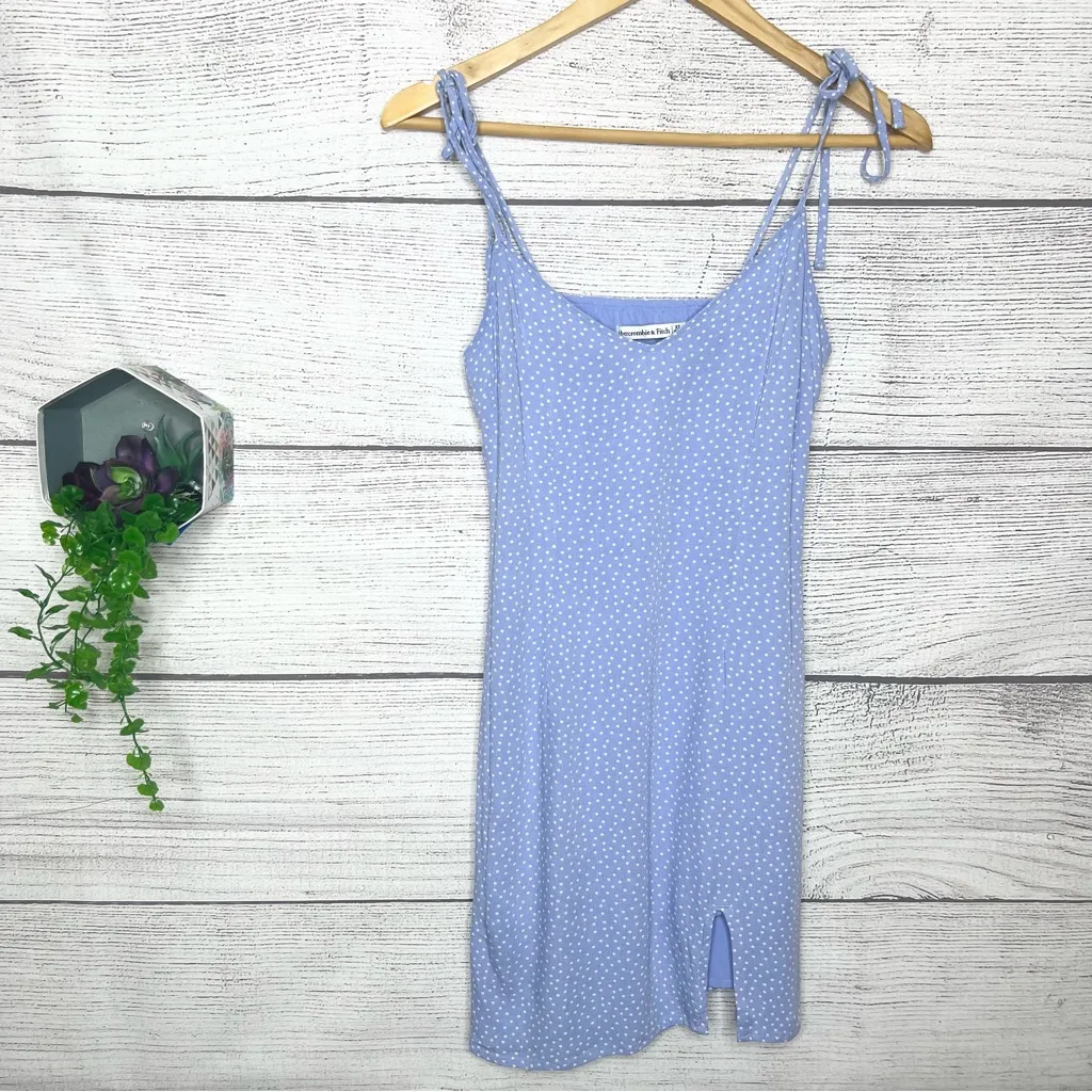 Abercrombie & Fitch Periwinkle Blue Polka Dot Tie Strap Mini Sun Dress Size XS - Image 9